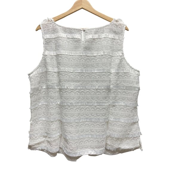 Talbots NWT White Sleeveless Embroidered Panel Tank Blouse - Picture 7 of 7